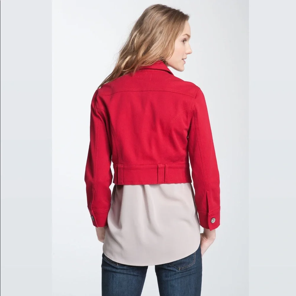 NWT! Jolt Cropped Denim Jacket Red - Picture 5 of 8